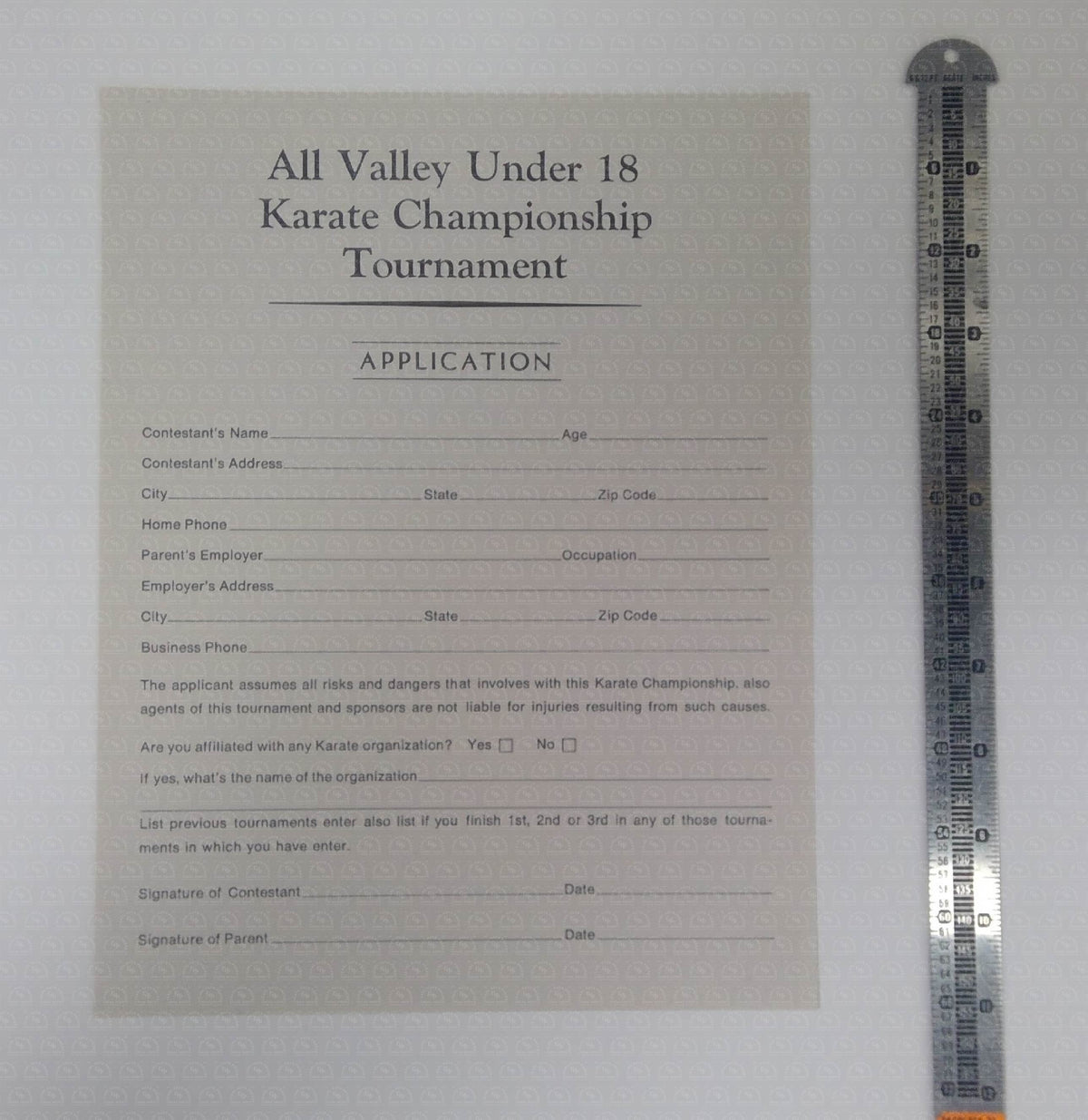 Karate Kid (1984) - All Valley Tournament Application