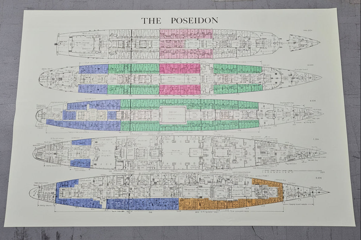 The Poseidon Adventure (1972) S.S. Poseidon Ship Map / Diagram