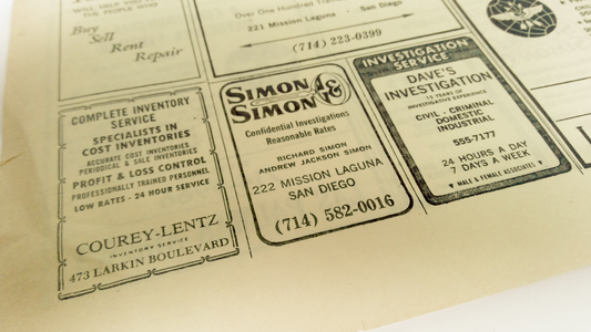 Simon & Simon (CBS TV, 1981-89) Yellow Pages Insert with Agency Listing