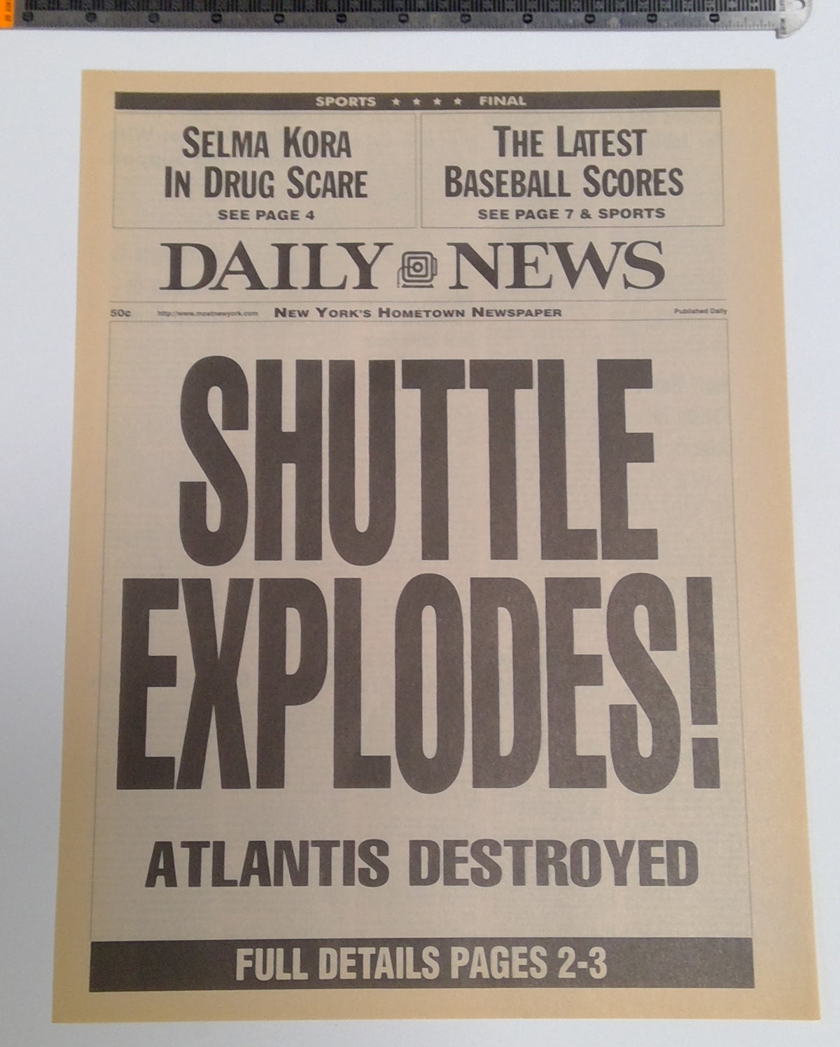 Armageddon (1998) Prop Newspaper 2