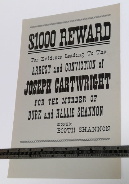 Bonanza (NBC TV, 1965) - Joseph Cartwright Wanted Poster