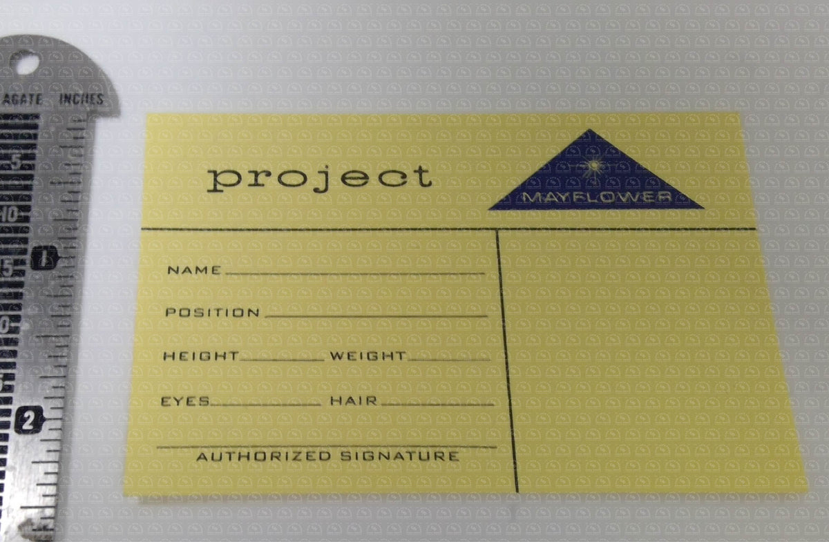 Close Encounters of the Third Kind (1977) - Original Prop 'Project Mayflower' ID Cards