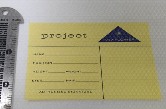 Close Encounters of the Third Kind (1977) - Original Prop 'Project Mayflower' ID Cards