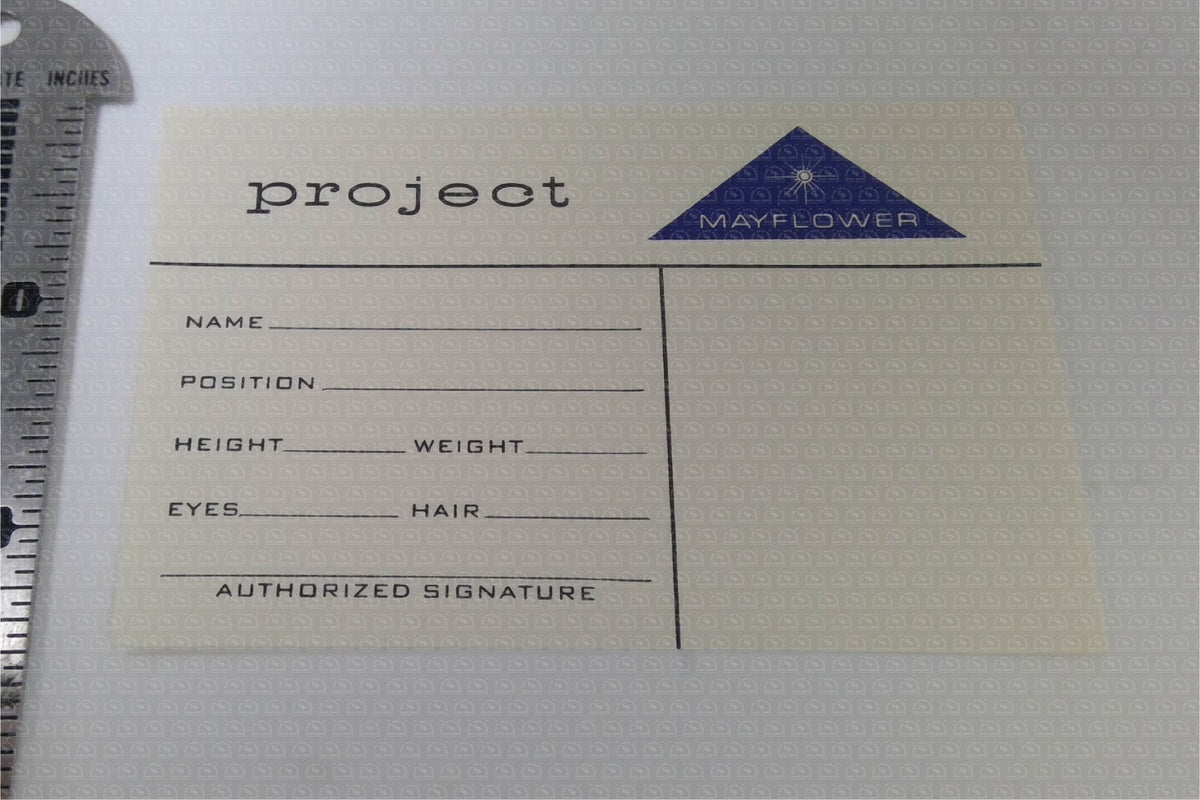 Close Encounters of the Third Kind (1977) - Original Prop 'Project Mayflower' ID Cards
