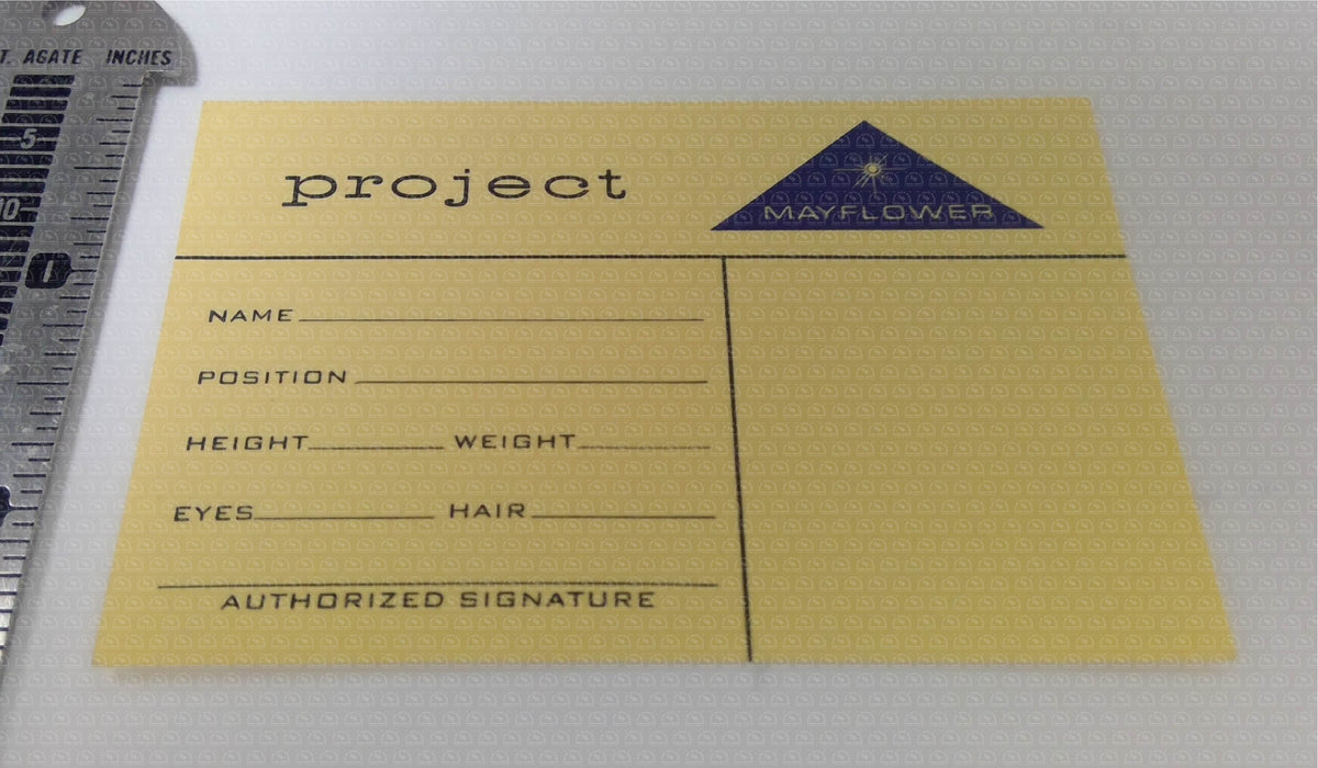 Close Encounters of the Third Kind (1977) - Original Prop 'Project Mayflower' ID Cards