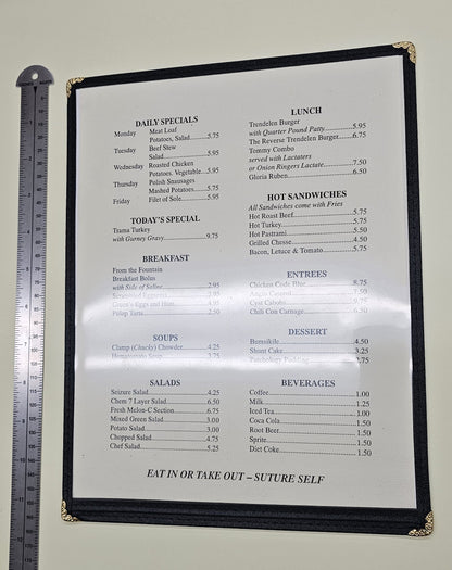 ER (NBC TV, 1994-2009) Doc Magoo's Diner Menu