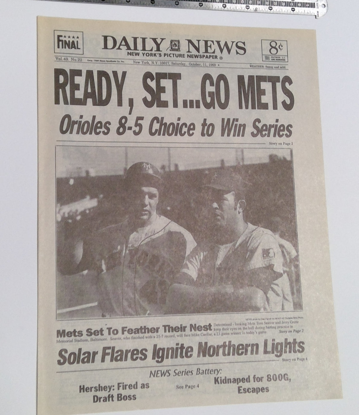 Frequency (2000) 'Northern Lights' 1969 Prop Newspaper