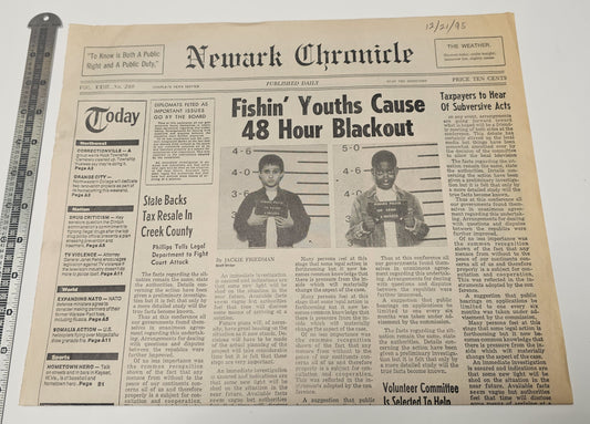 Gone Fishin' (1997) Youths Cause Blackout Prop Newspaper