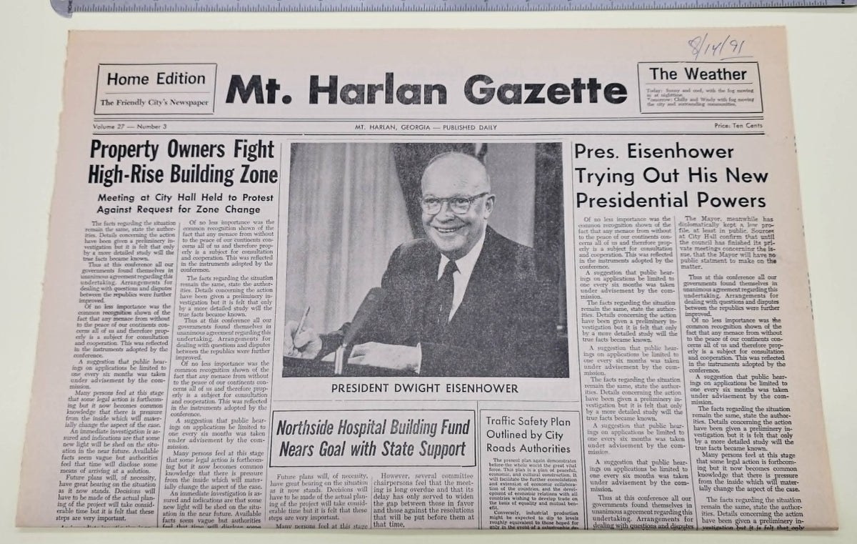 Matlock (NBC/ABC TV, 1986-95) Mt. Harlan Gazette Flashback Prop Newspaper