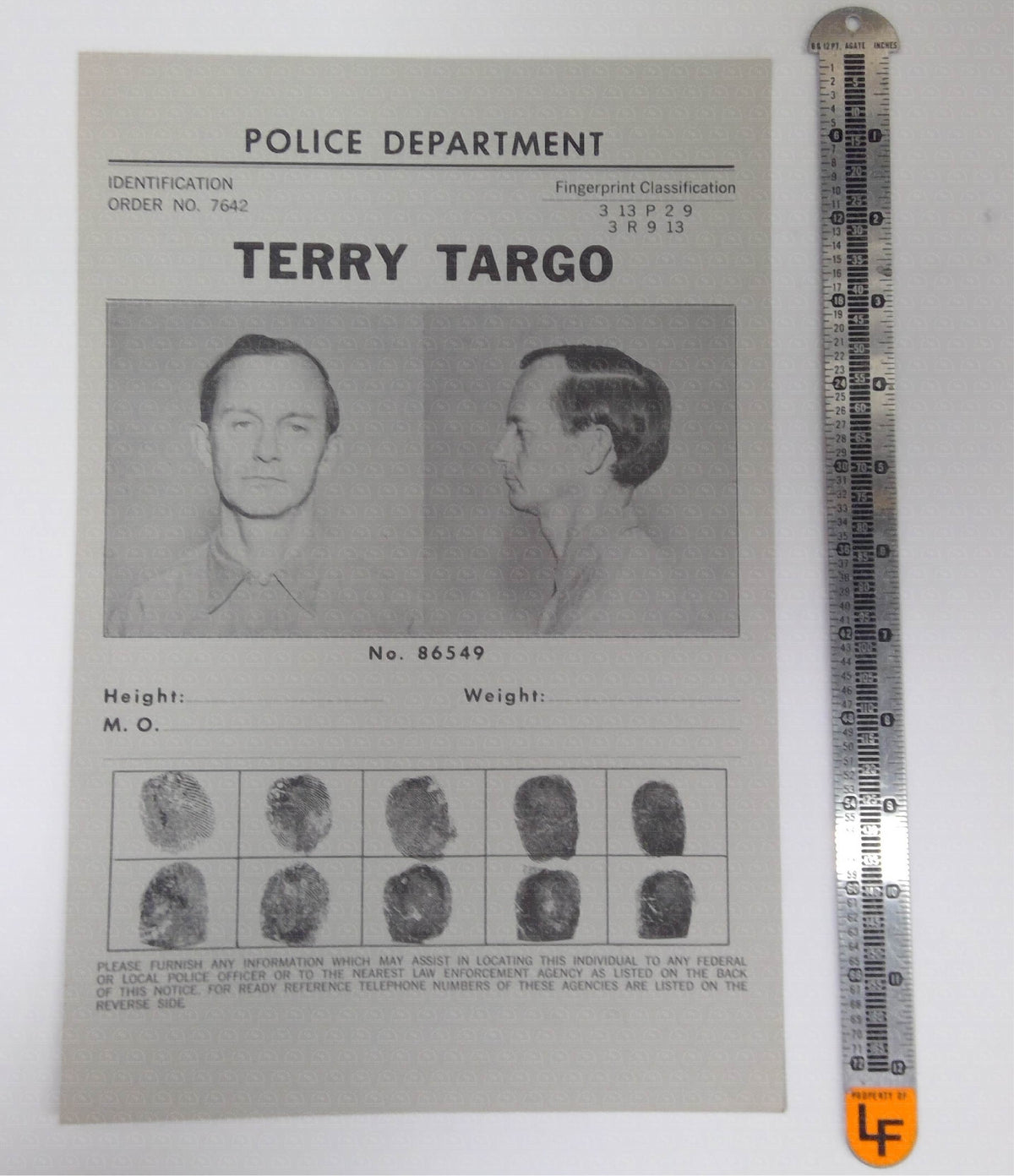 Mission: Impossible (CBS TV, 1966-73) - Terry Targo Pilot Episode Wanted Poster