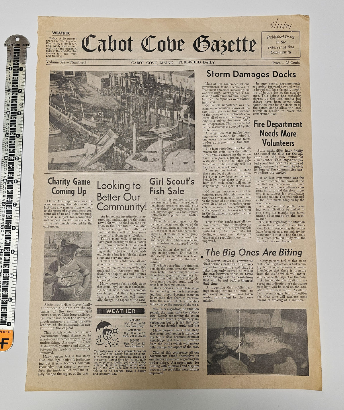 Murder, She Wrote (CBS TV, 1984-96) Cabot Cove Gazette Newspaper 1