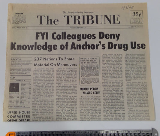 Murphy Brown (1988–98, CBS) “Dial and Substance” Tribune Prop Newspaper