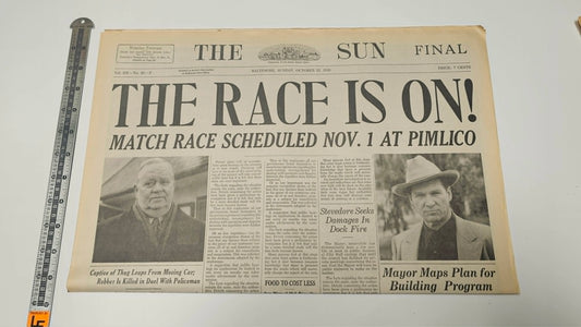 Seabiscuit (2003) 'The Race is On!' Prop Newspaper