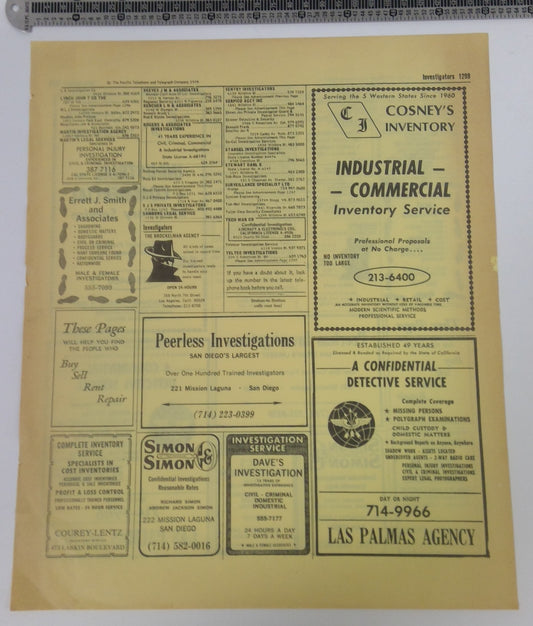 Simon & Simon (CBS TV, 1981-89) Yellow Pages Insert with Agency Listing