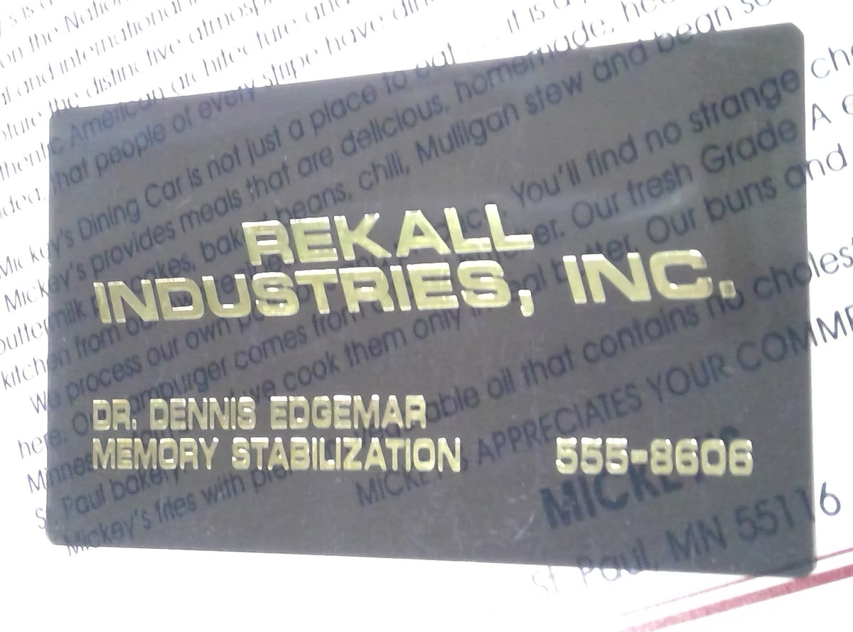 Total Recall (1990) Rekall Industries Dr. Edgemar Business Card