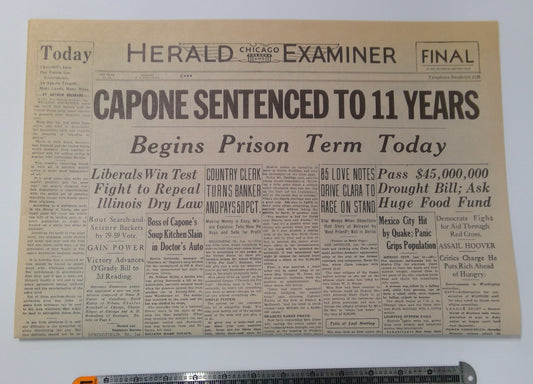 The Untouchables (1987, Paramount) “Capone Sentenced” Prop Newspaper