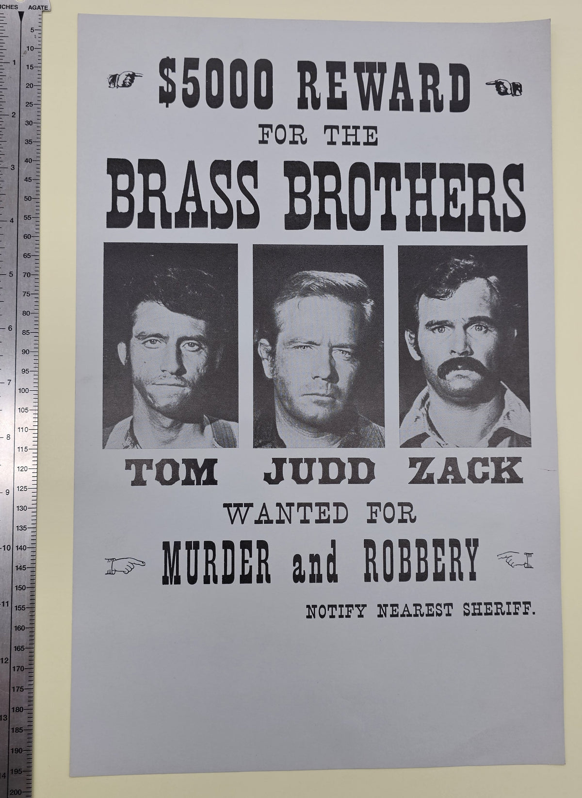 The Wild Wild West (CBS TV, 1965-69) Brass Brothers Wanted Poster